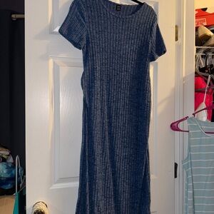 SHEIN Navy Ribbed Midi Dress